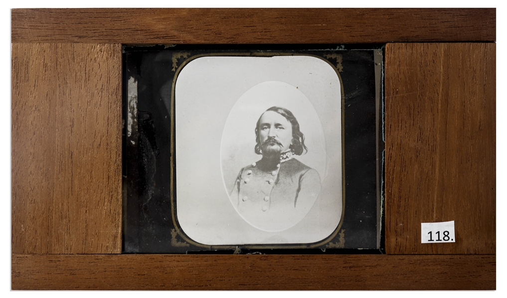 Civil War Magic Lantern Slide -- Portrait Photograph of CSA General George Pickett, Infamous for ''Pickett's Charge'' at Gettysburg That Turned the Course of War